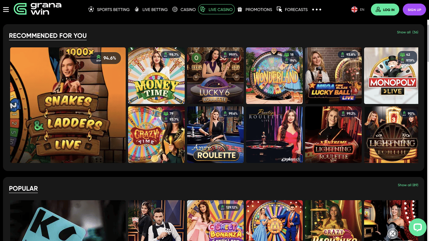 GranaWin.com Live Casino